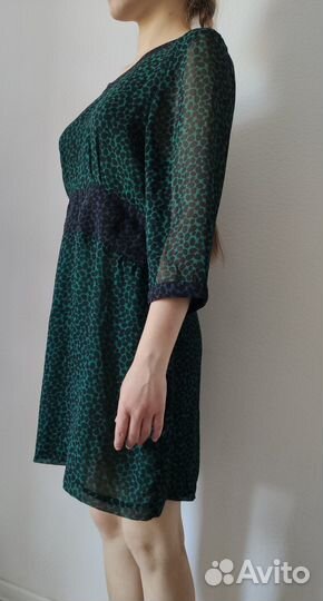 Платье Monki M миди зелёное леопард