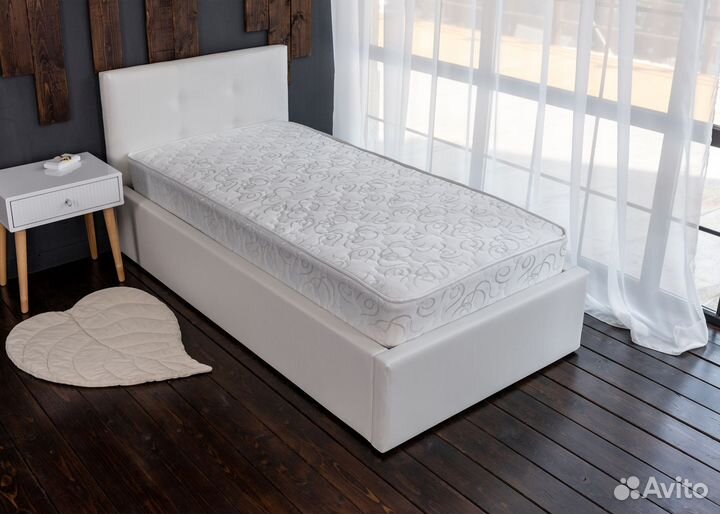 Кровать с матрасом 90х200 белая Роза