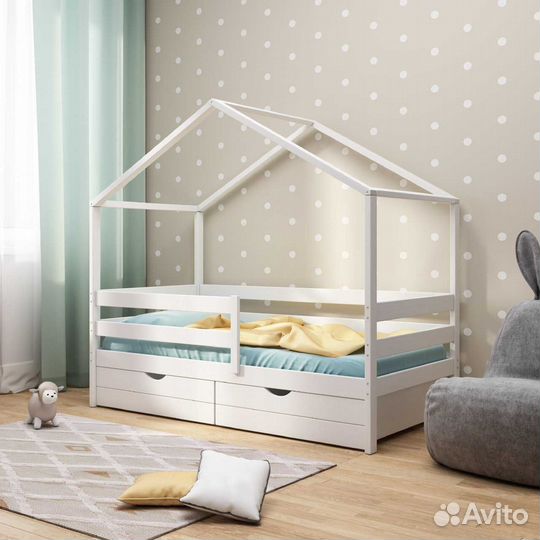 Кроватка из массива с бортиком от 2х летТеремок