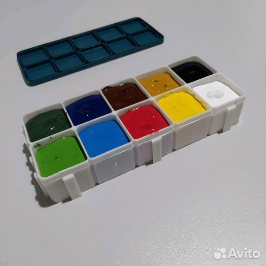 Набор гуаши в портативной коробке 10 цветов