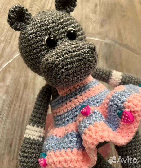 Вязаная игрушка бегемот, коллекция 