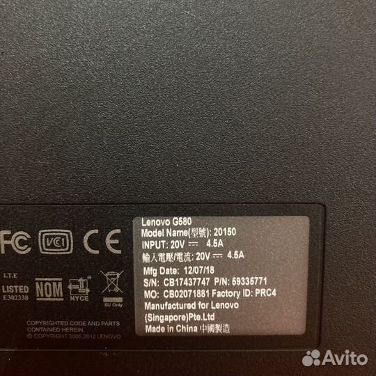 Ноутбук Lenovo G580