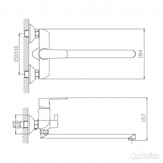 Смеситель для ванны Haiba hb22804 Белый
