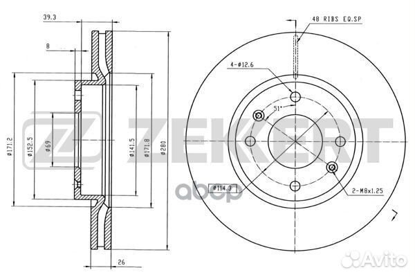 Диск торм. перед. Hyundai Elantra 03- Sonata I