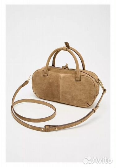 Мини сумка из замши с двойной ручкой zara