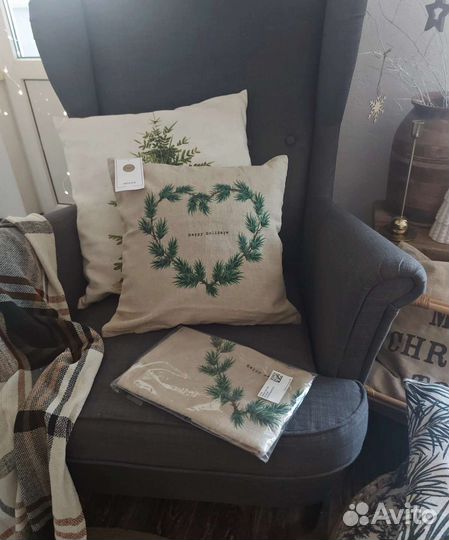 Наволочка hm home чехол на подушку zara home елки