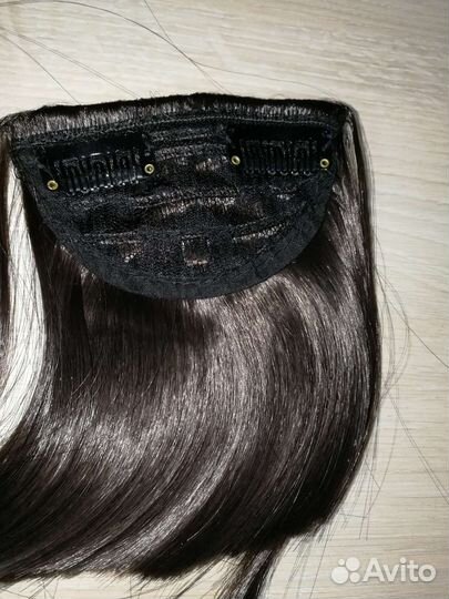 Чёлка волосы на заколках шиньон