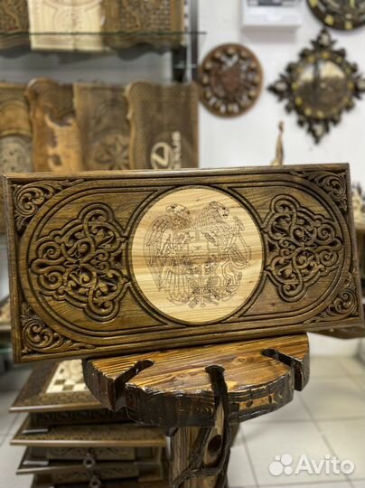 Нарды герб Армения из дуба