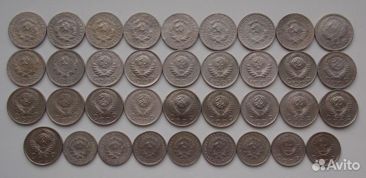 Лот пятнадцати и десятикопеечников раннего СССР