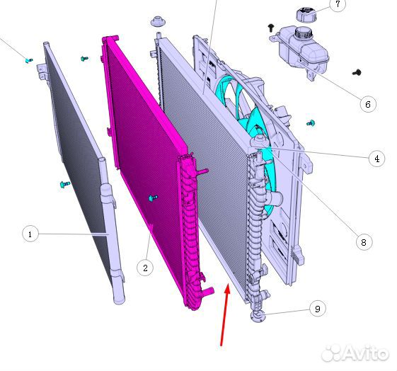 Радиатор двигателя Changan CS75 Plus