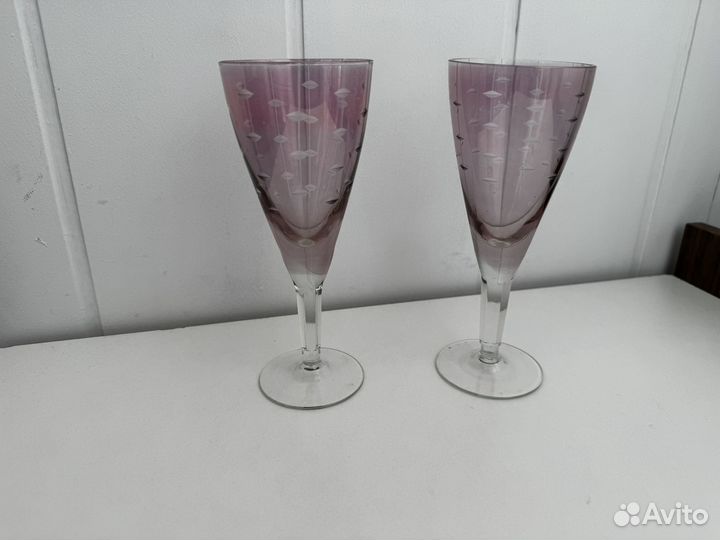 2 СССР фужера марганцевое стекло