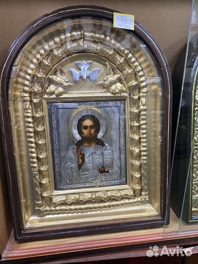 Икона Господь Вседержитель оклад серебро 84 пробы