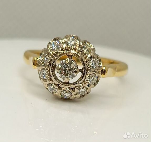 Бронь Золотое кольцо 0,5 ct СССР 750 бриллианты