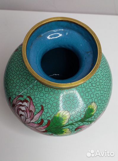 Ваза Китай клуазоне. Пионы