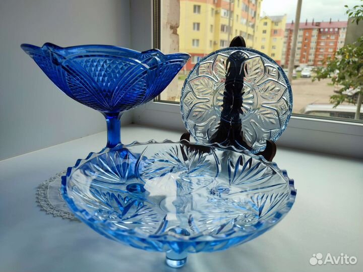 Посуда СССР цветное стекло(кобальт,голубое)