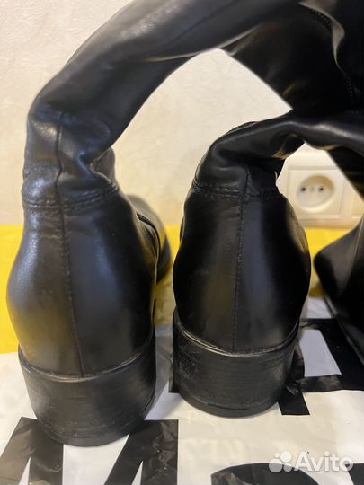 Сапоги ботфорты черные 36,5 Италия кожа