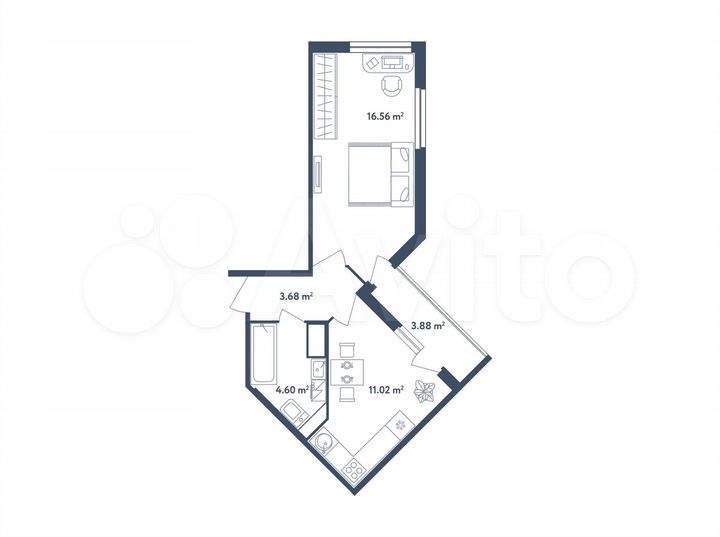 1-к. квартира, 37,8 м², 4/4 эт.