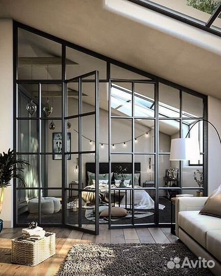 Перегородка из стекла в стиле лофт