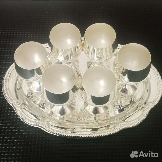 Рюмки с подносом, набор 6шт