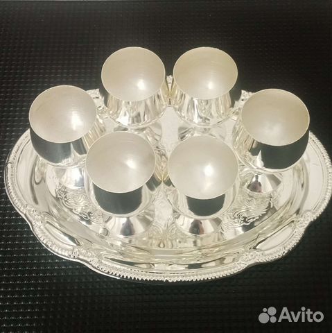 Рюмки с подносом, набор 6шт