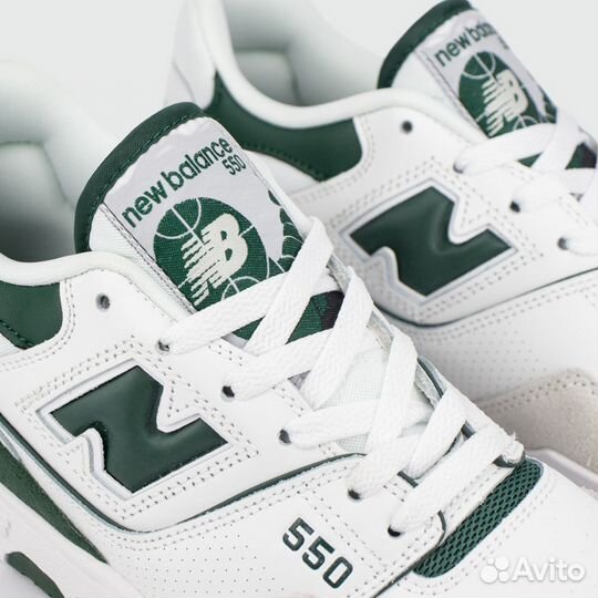 Кроссовки New Balance 550 White Green logo