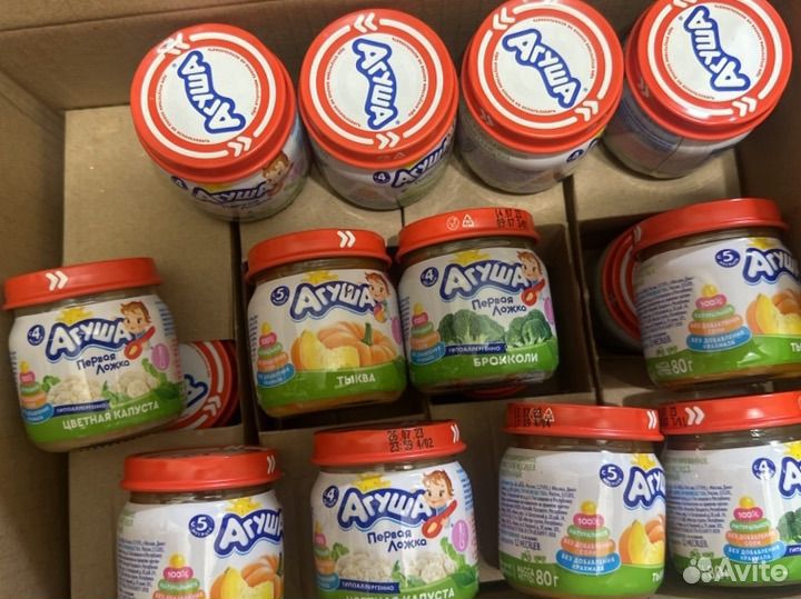 Детское питание пюре мясное, фруктовое, овощное