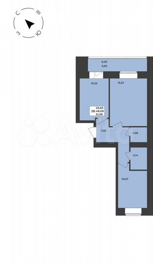 2-к. квартира, 51,1 м², 8/8 эт.