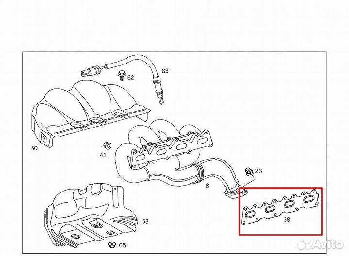 Прокладка выпускного коллектора Mercedes дв. 111