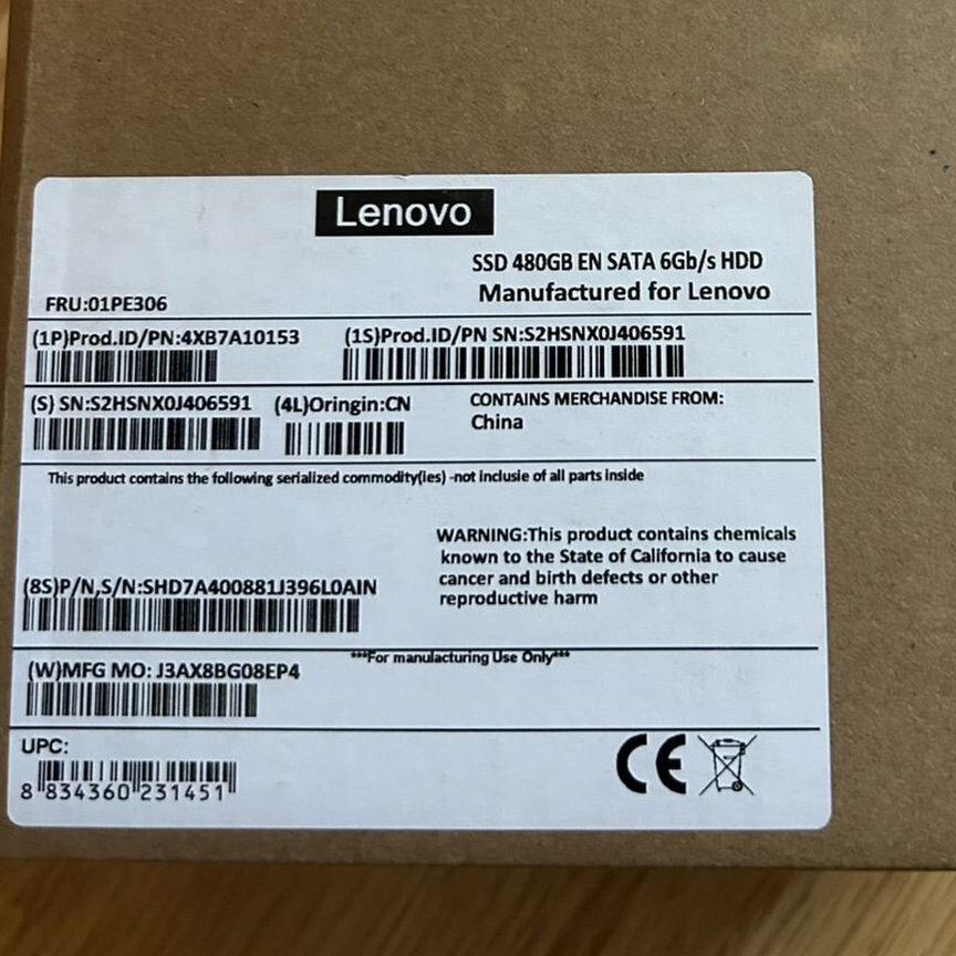 [01PE306] Жесткий Диск Lenovo Ssd 480gb4xb7a10153