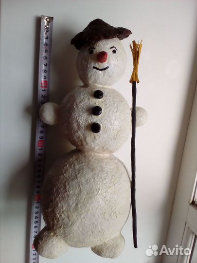 Снеговик.Папье-маше.Новогодняя игрушка.Новый Год