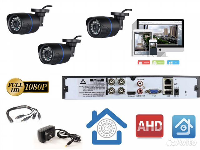 Комплект видеонаблюдения (KIT3AHD100B1080P)
