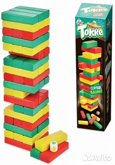 Игра Торре. Сорви башню - цветная Дженга с кубиком
