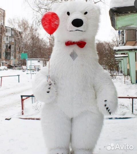 Ростовая кукла Белый Мишка Костюм аниматора