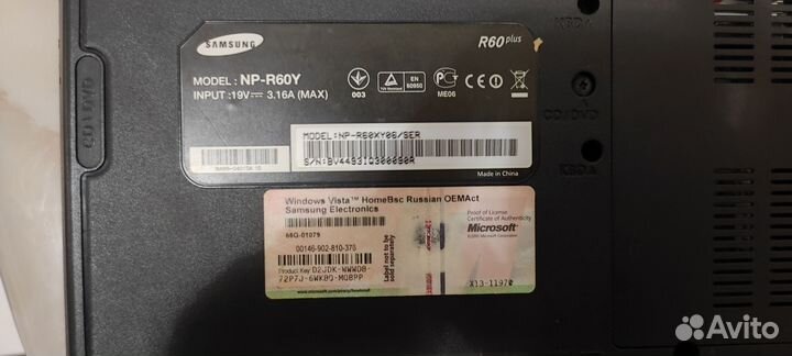 Ноутбук samsung r60 plus