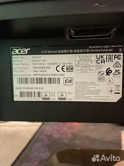 Монитор 100 acer