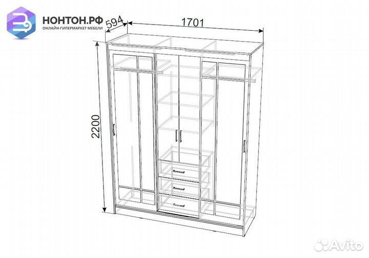 Шкаф-купе Канкун дуб венге / ясень анкор светлый