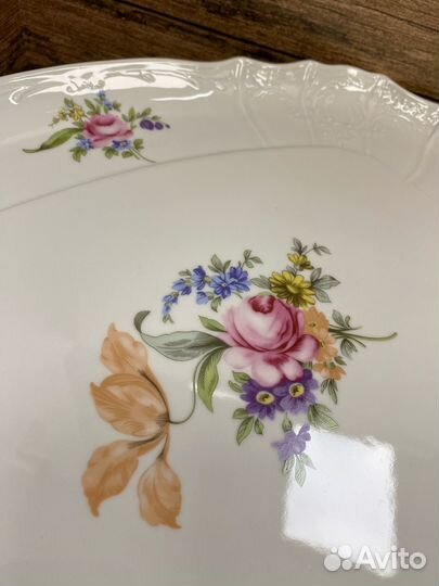 Поднос на ножке 40см. «Мейсенский букет» Чехия