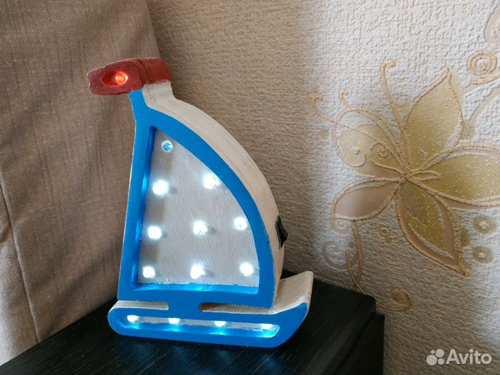 Детский Деревянный ночник кораблик