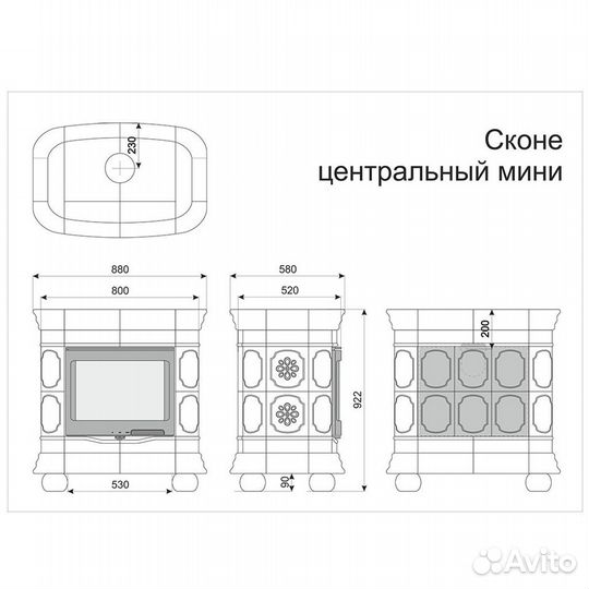 Печь изразцовая Сконе с топкой Contura i5 (Швеция)