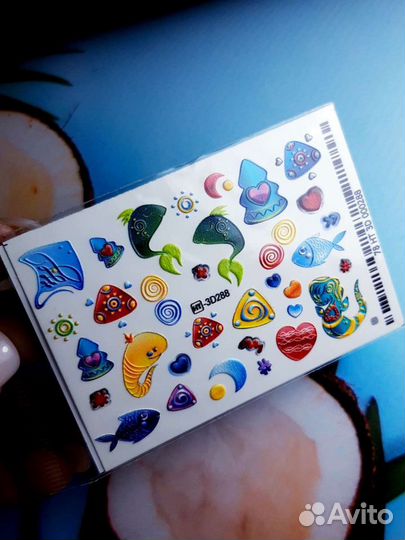 Слайдеры для ногтей, лягушки, камыши,рыбки