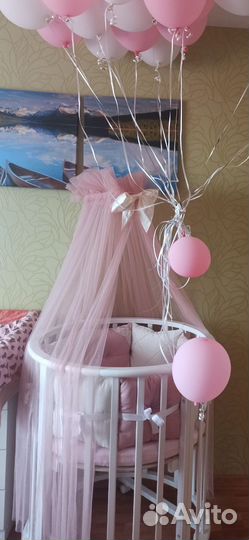 Бортики-подушки, балдахин, держатель