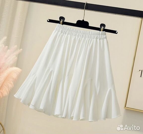 Юбка колокольчик летняя белая 44 размер