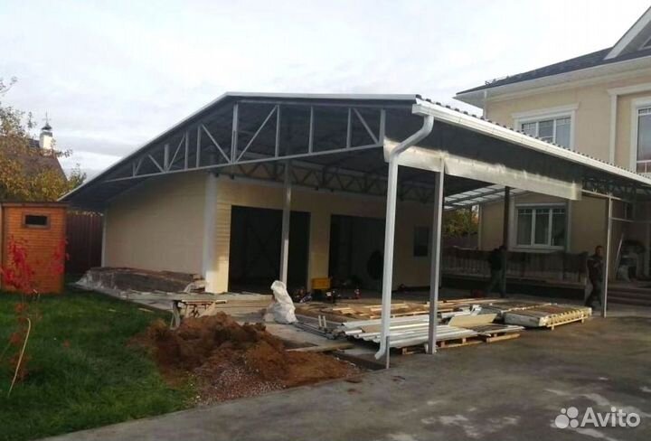 Изготовление навеса, бесплатная доставка КАД