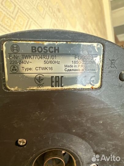Электрический чайник Bosch TWK7704 на запчасти
