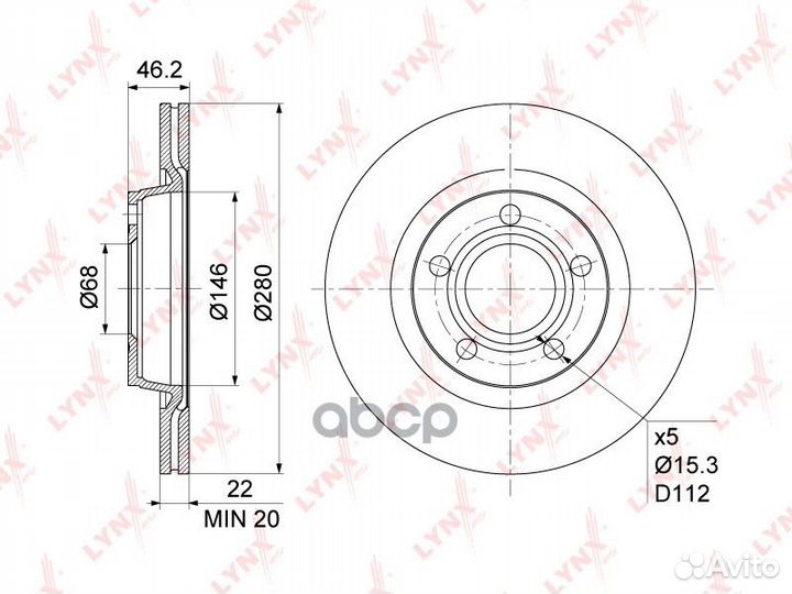 Диск тормозной перед/зад BN1203 lynxauto