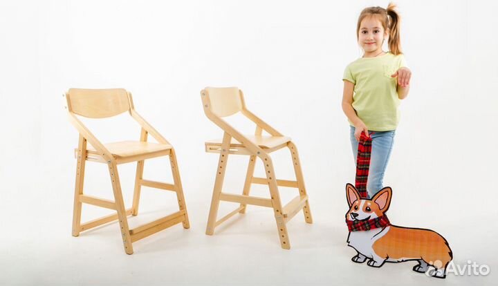 Растущий стул Робин Wood из берёзы без лака