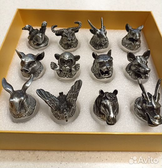 Рюмки стопки перевертыши с головами животных 12 шт