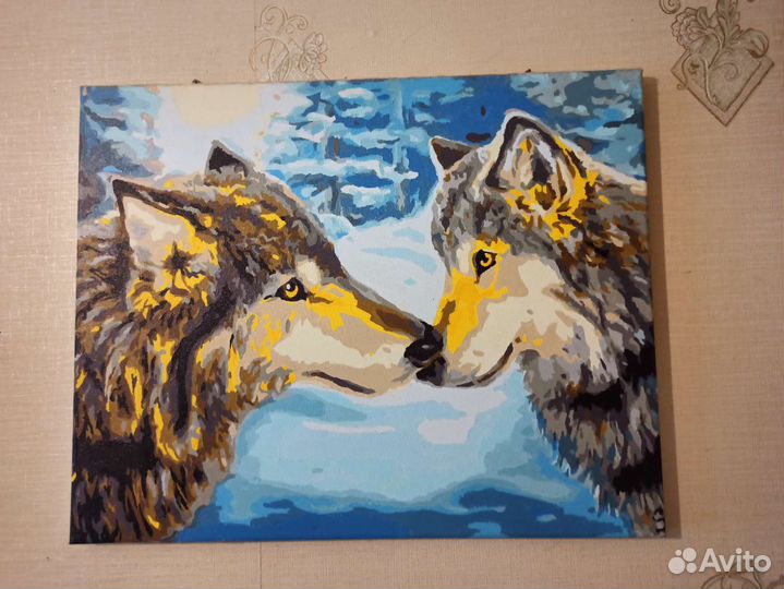 Картина интерьерная акрилом «Влюблённые волки»