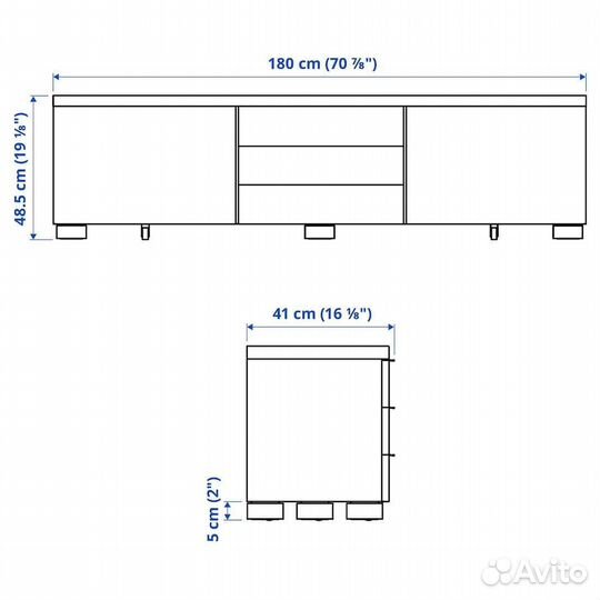 IKEA. Бурстумба под тв, глянцевый белый