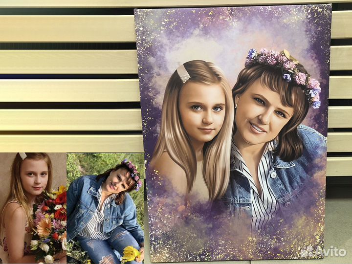 Портрет по фото на холсте